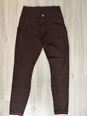 lululemon athletica Dark Brown Plaid High-Rise leggings